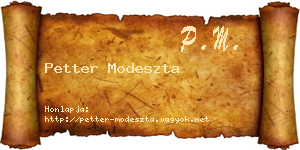 Petter Modeszta névjegykártya